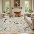 8x10 Area Rugs Boho Floral Washable Living Room Rug Neutral Carpet Bedroom by Yidanamy