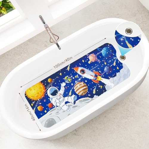 SHUCHING Baby Bath Mat for Tub Non Slip-40x16 Inch, Space Astronaut - Image 2