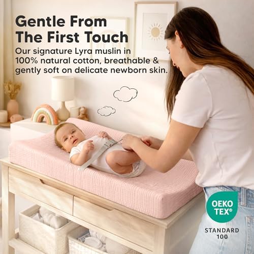 2-Pack Muslin Diaper Changing Pad Covers Boy, Soft Breathable - Image 3
