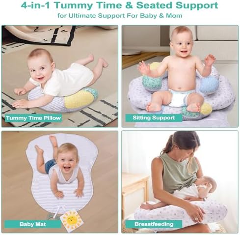 4-in-1 Tummy Time Mat & Seated Support Cushion, Detachable Nursing Pillow - Image 2