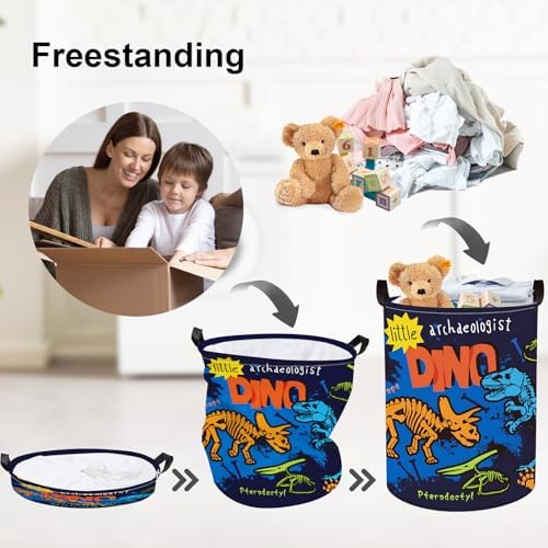 Clastyle Large Boho Dinosaur Pterosaur Boy Book Toy Storage Basket - Image 3