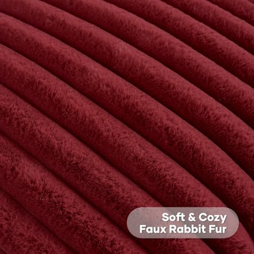 FUTEI Pack of 2 Faux Fur Throw Pillow Covers 24x24 Inch - Image 2