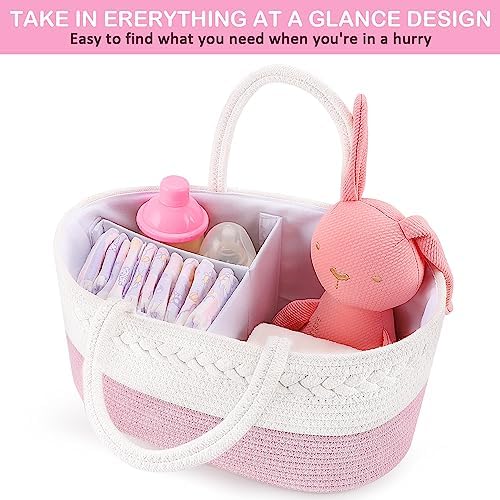 ABenkle Diaper Caddy Organizer, Rope Woven Storage Baske - Image 4
