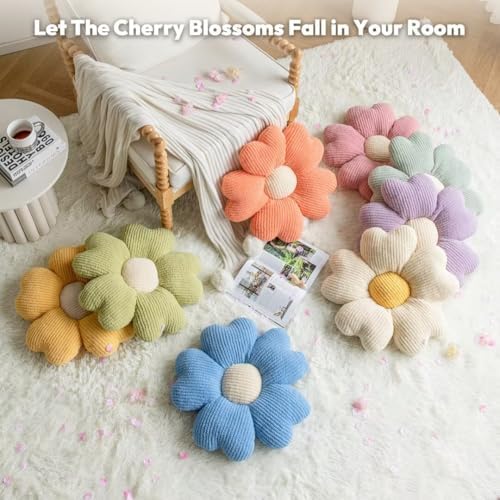 Sioloc Flower Throw Pillow, Cute Daisy Floor Seat Cushion, Aesthetic Fun - Image 3
