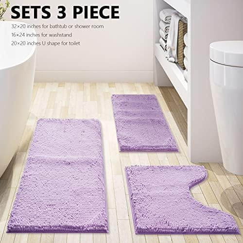 Bathroom Rugs Chenille 3-Piece Extra Soft and Absorbent Shag Bathroom Rugs - Image 3
