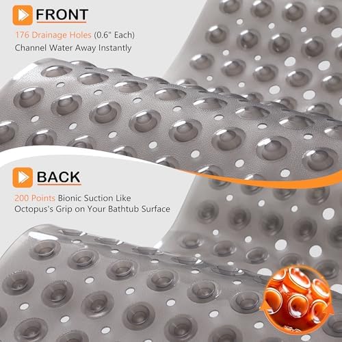 Yimobra Non Slip Bathtub Mat 40x16, Extra Long Bath Mat - Image 3