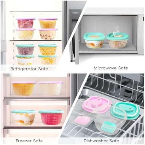 8 Pack Baby Food Storage Containers 4 oz, Baby Silicone Food Jars - Image 4