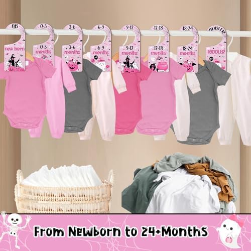 Halloween Baby Closet Dividers 8Pcs – Pink Black Wooden Double-Sided Clothes - Image 4