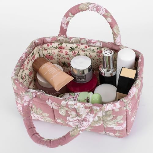 Small Storage Basket Organizer, Mini Fabric Floral Storage Baskets - Image 3