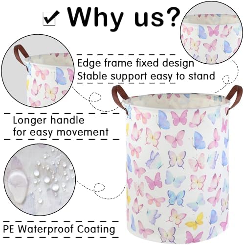 Butterfly Laundry Basket Girls Hamper, Baby Nursery Clothes Hamper, Foldable - Image 6