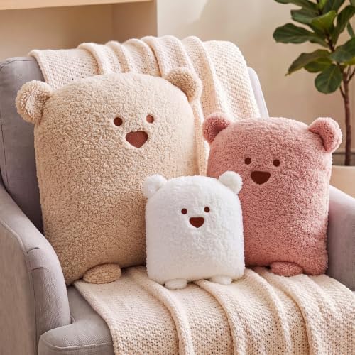 Wengik 3 Pcs Bear Plush Pillow Set Funny Stuffed Animal Throw Pillows by Wenqik