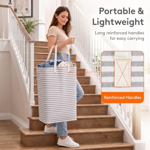 Lifewit 80L Large Laundry Baskets, 2 Pack, Reinforced Handles - Image 6