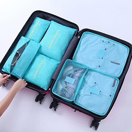 7 Set Packing Cubes, Travel Foldable Luggage Organizers Storage Bag Accessories - Image 2