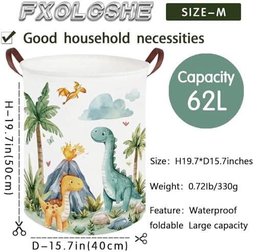 Dinosaurs Baby Laundry Hamper, Collapsible canvas laundry basket, Dinosaur - Image 7