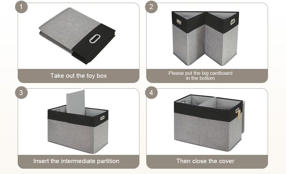 Large Toy Storage Box with Lid, Collapsible Toys Storage Organizer Bins with - Image 4
