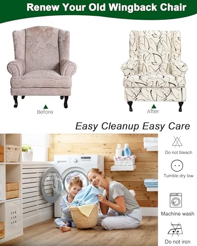 CRFATOP Wingback Chair Covers Stretch Armchair Slipcovers - Image 4