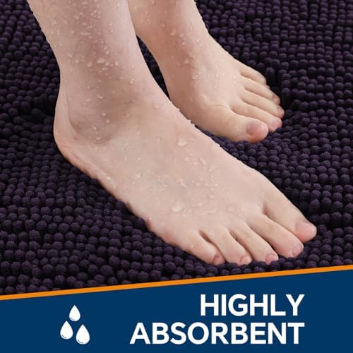 Chenille Bathroom Rug 40"x60" Purple, Large Plush Bath Mat - Image 4