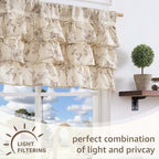 jinchan Ruffled Floral Valance Curtain 18 Inch 1 Panel Taupe on Beige - Image 7