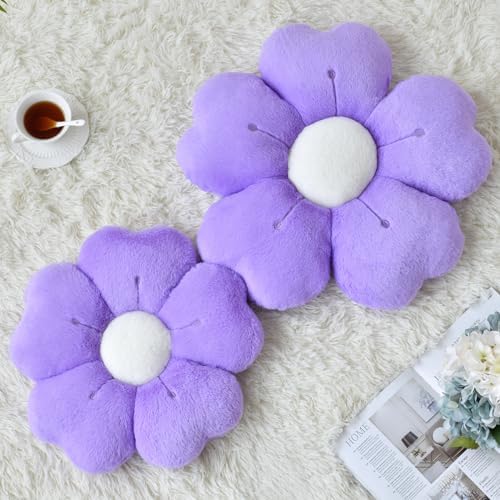 Flower Pillow, Daisy Decorative Throw Pillows, Dark Purple, 15 Inches - Image 2