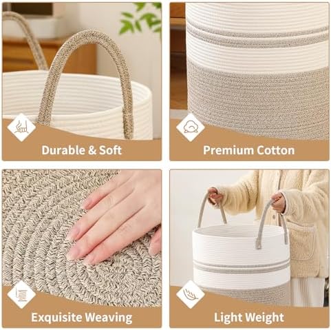 Laundry Basket Hamper Tall Rope Storage Woven - Image 4