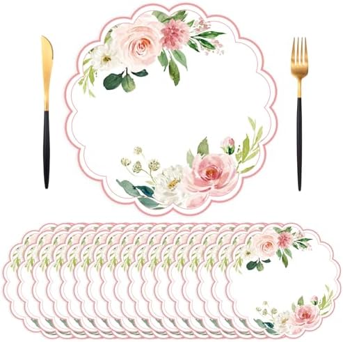 50 Pack Paper Placemats Disposable Pink Floral Placemat by Unknown