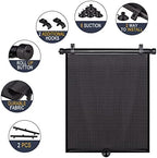 Car Side Window Shades, 2 Pack Retractable Roller Sun Shades, 18 x 20 in - Image 3
