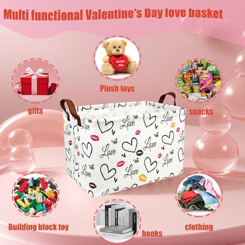 Valentine's Day Basket Gift for Empty Cute Heart Large Storage Bin for Kid and - Image 6