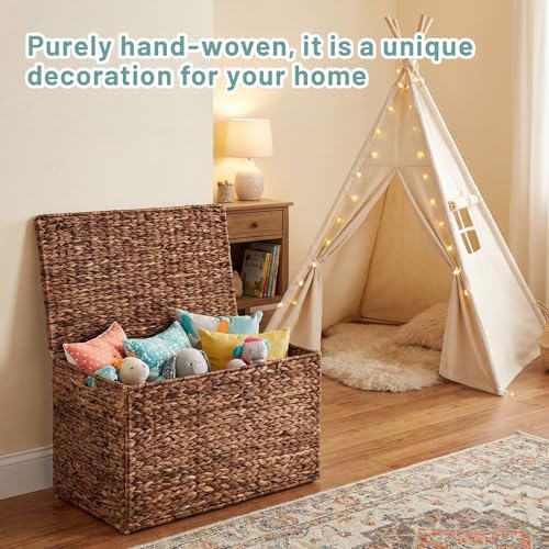 Wonderjune 30 x 17.7 x 17.7 Inch Water Hyacinth Wicker Storage Trunk - Image 5