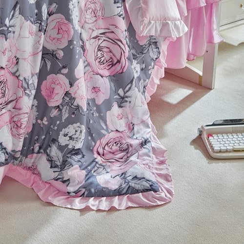 3 Pieces Flowers Crib Bedding Set Baby Ruffled Quilted Comforter - Image 5