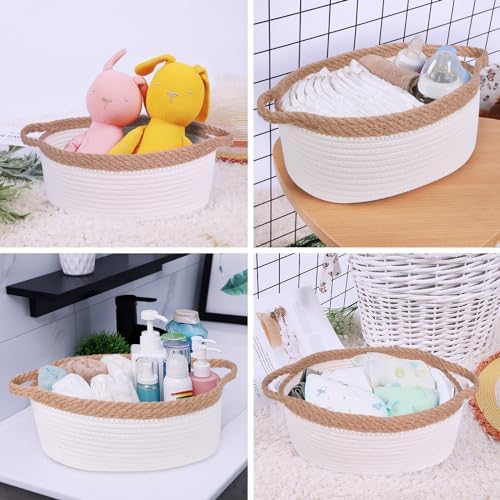 ABenkle Small Basket with Handles, Boho Decorative Rope Woven Dog Cat Toy - Image 6