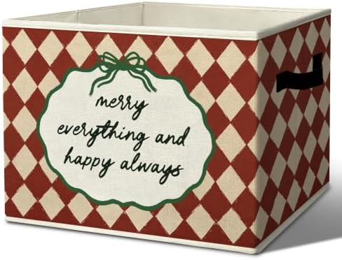 Vintage Merry Everything Nursery Storage Bins Box Handles Organizer Basket by Unknown