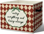 Vintage Merry Everything Nursery Storage Bins Box Handles Organizer Basket by Unknown