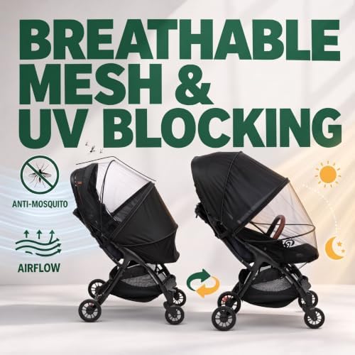 DUOMI 2-in-1 Stroller Cover UPF 50+ Sun Shade & Mosquito Net 3D Canopy - Image 3