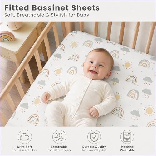 4 Pack Bassinet Sheets Compatible - Image 3