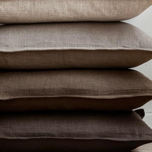 Foindtower Linen Solid Decorative Throw Pillow Covers 16x16 Inch Brown Tan - Image 5