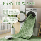 Sage Green Monstera 8x10 Area Rugs High-Low Plush Pile Washable - Image 5