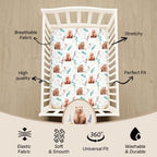 4 Pack Woodland Forest Animals Wood Neutral Unisex Fitted Baby Crib Sheets Set - Image 5