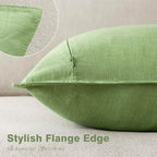 Foindtower Linen Solid Decorative Throw Pillow Covers 26x26 Inch Lime Green - Image 3
