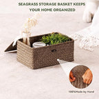 Nonam Small Wicker Basket with Lid, Seagrass Shelf Storage Basket - Image 5