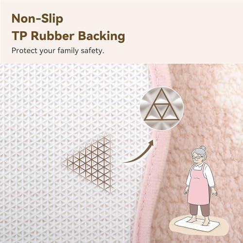 GRANNY SAYS Floral Pink Bathroom Rug, Cute Scalloped Bath Mat - Image 4