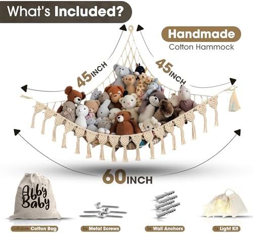 Abby Baby Extra Large Stuffed Animal Storage Hammock Corner - Image 5