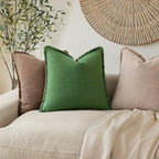 Foindtower Decorative Linen Fringe Throw Pillow Covers 24×24 Forest Green - Image 5