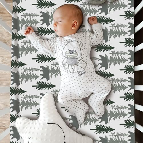Hahafelt 3 Piece Patchwork Woodland Bear Elk Crib Bedding Set - Image 6