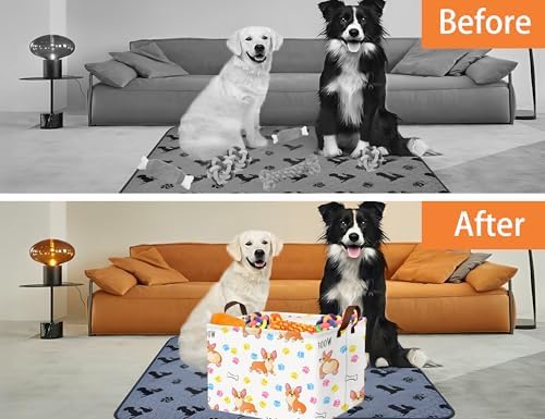 Medium Dog Toy Storage Basket Collapsible Pet Bin Box - Image 5