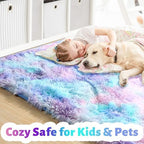 Amdrebio Purple Rainbow Mermaid Fluffy Runner Area Rug 2x6 - Image 2
