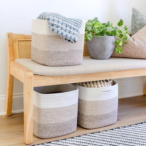 NaturalCozy Storage Cubes 11 Inch Cotton Rope Woven Baskets - Image 4