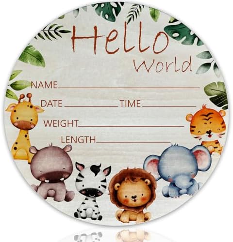 Woodland Baby Name Sign 6" Round Wood Birth Announcement by Unknown