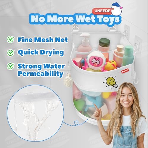 UNEEDE 3.5 Gallons Corner Mounted Versatile Bath Toy Organizer - Image 5