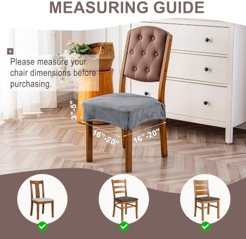Genina Waterproof Chair Covers Set of 4, Stretch Chair Cover, Dark Gray - Image 3