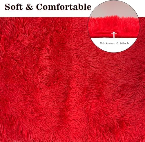 Red Bathroom Rugs Sets 3Piece Bath Mat Solid Bath Rug Floor Mats Washable - Image 3